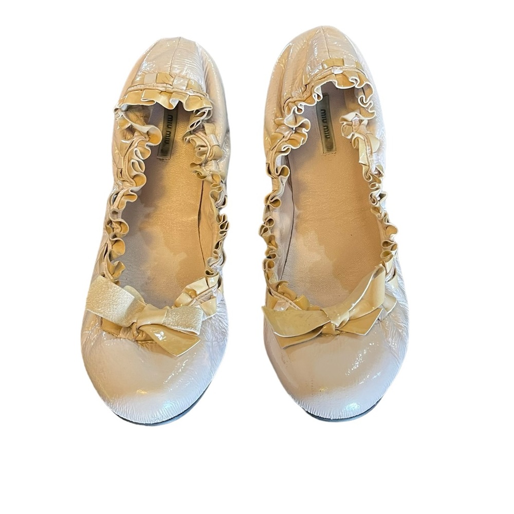 Miu Miu Pink/Cream Ballerina Flat With Bow Size 37